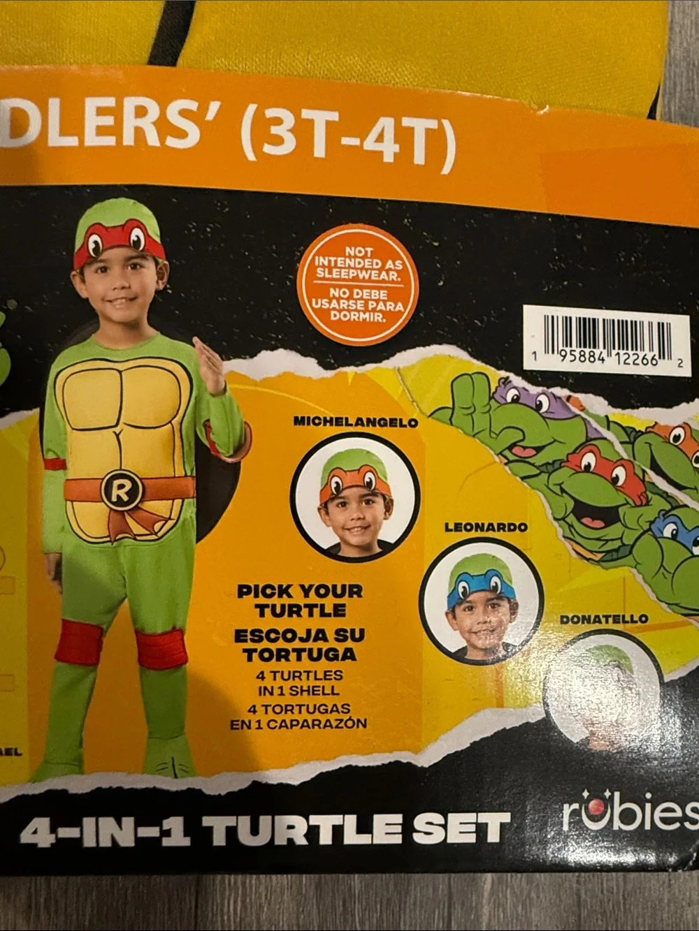 Teenage Mutant Ninja Turtles 4-in-1 Toddlers Halloween Costume size 3T-4T